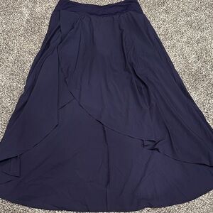 HALARA Breezeful High Low Ruffle Deep Blue Maxi Skirt NWT